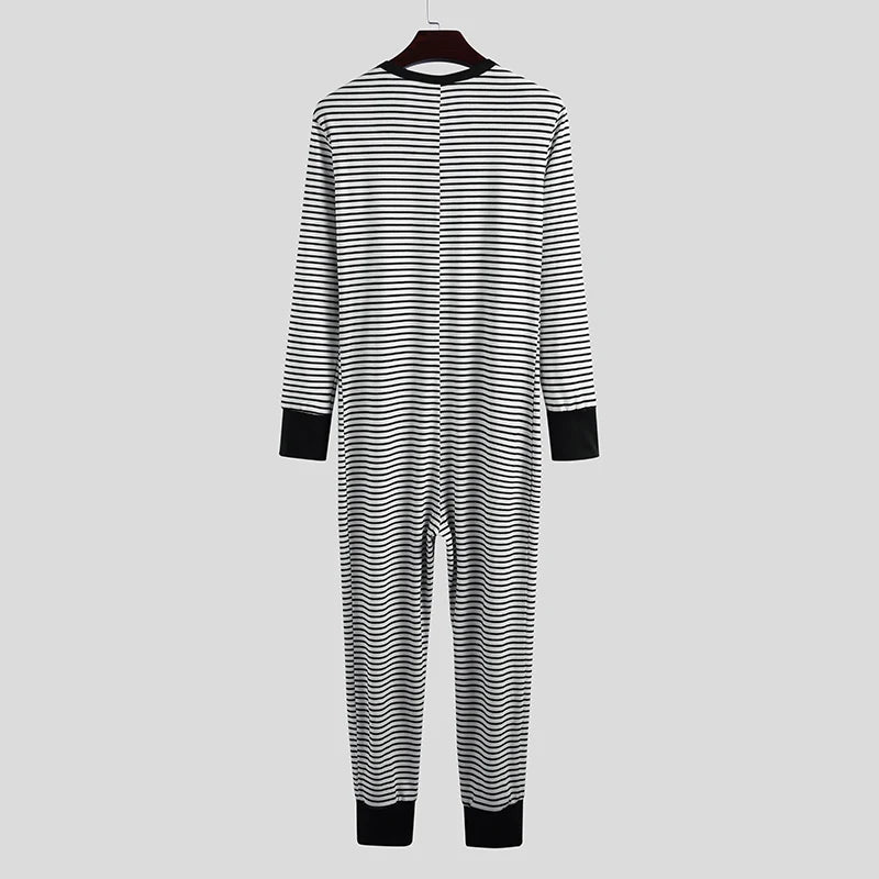 Men's Striped Pajama Onesie