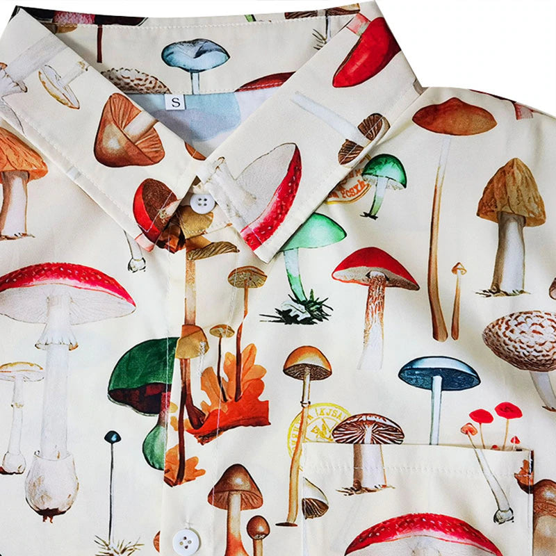 Men's Mushroom Beach Short Sleeve Shirt