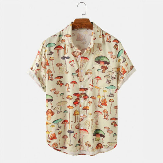 Men's Mushroom Beach Short Sleeve Shirt