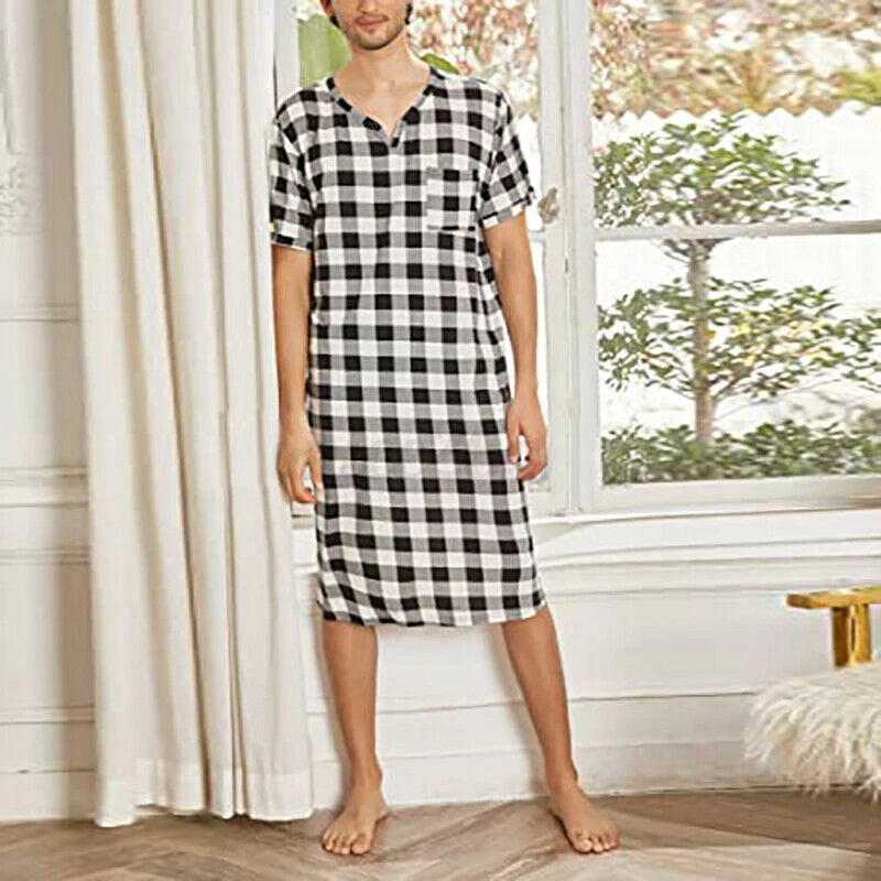 Men's Cotton Plaid Lengthened Pajamas