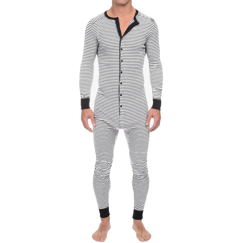 Men's Striped Pajama Onesie