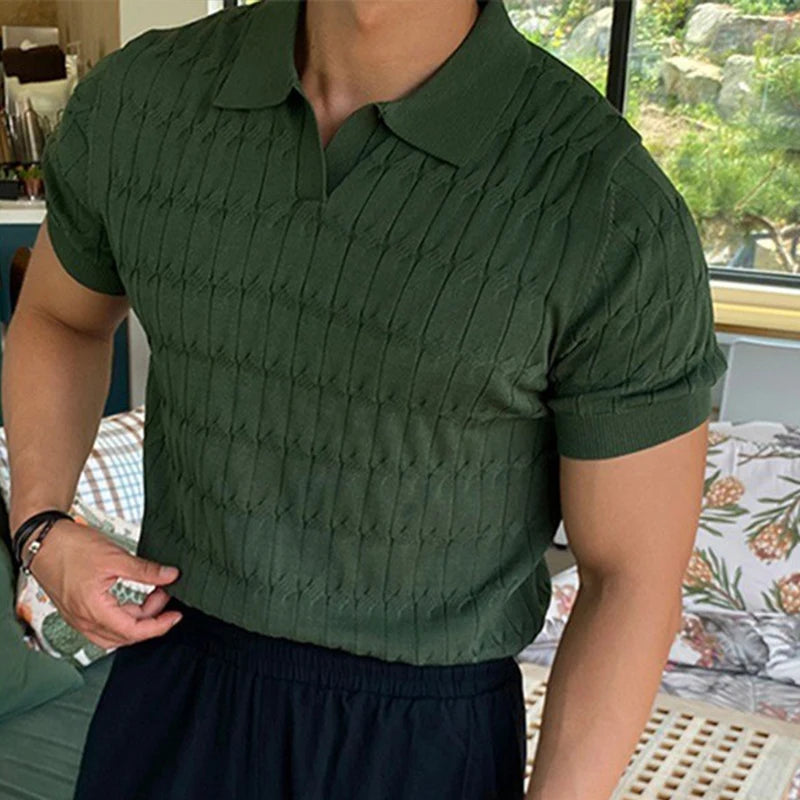 Men's Knitted Jacquard Polo Shirt