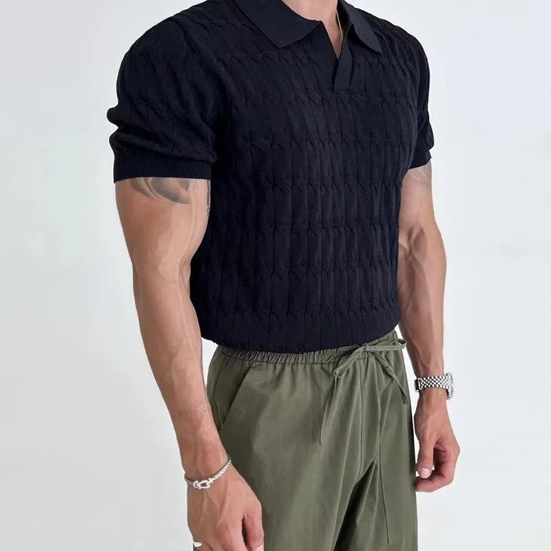 Men's Knitted Jacquard Polo Shirt