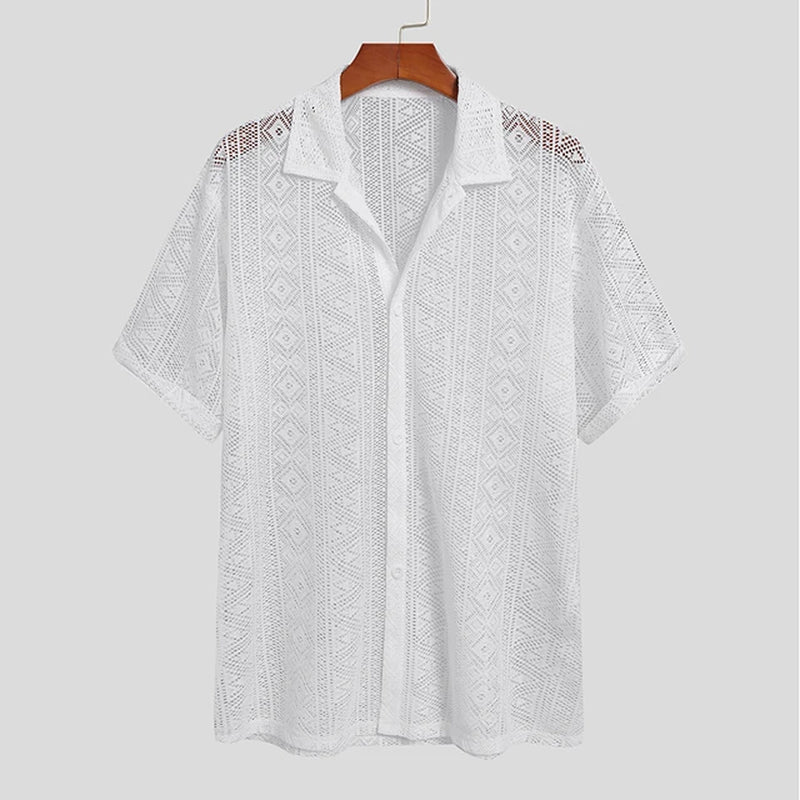 Men's Lace Transparent Shirt